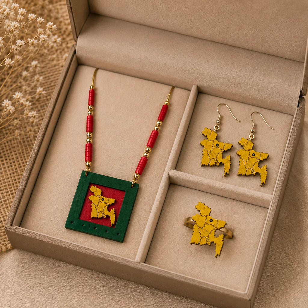 Wooden Handmade Jewelry Set – Shonar Bangla