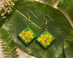 Hand Painted Earring – Golden Bloom