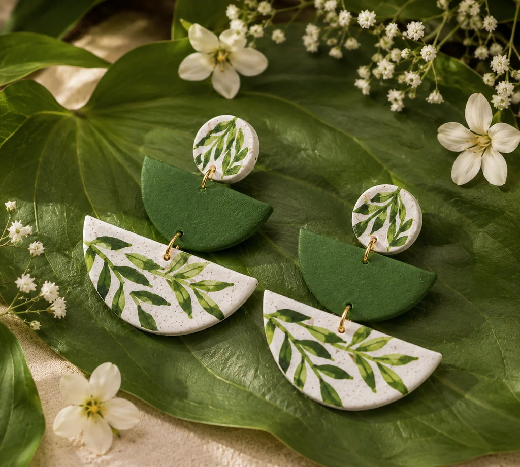 Hand Painted Earring – Green Harmony