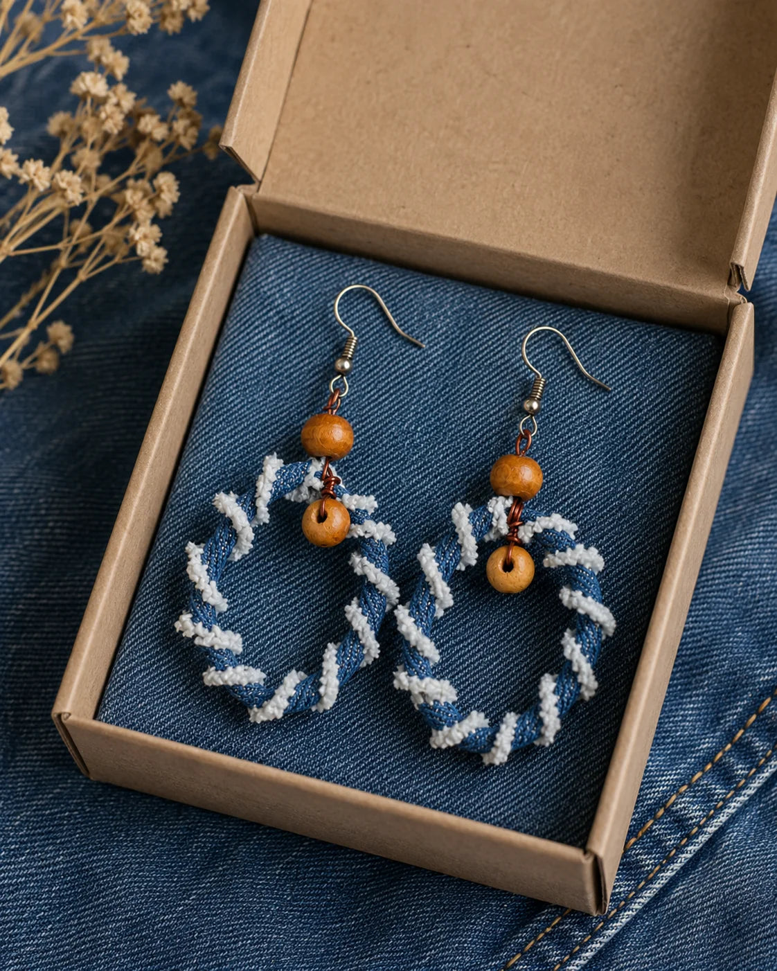 Recycled Denim Handmade Earring – Blue Memories