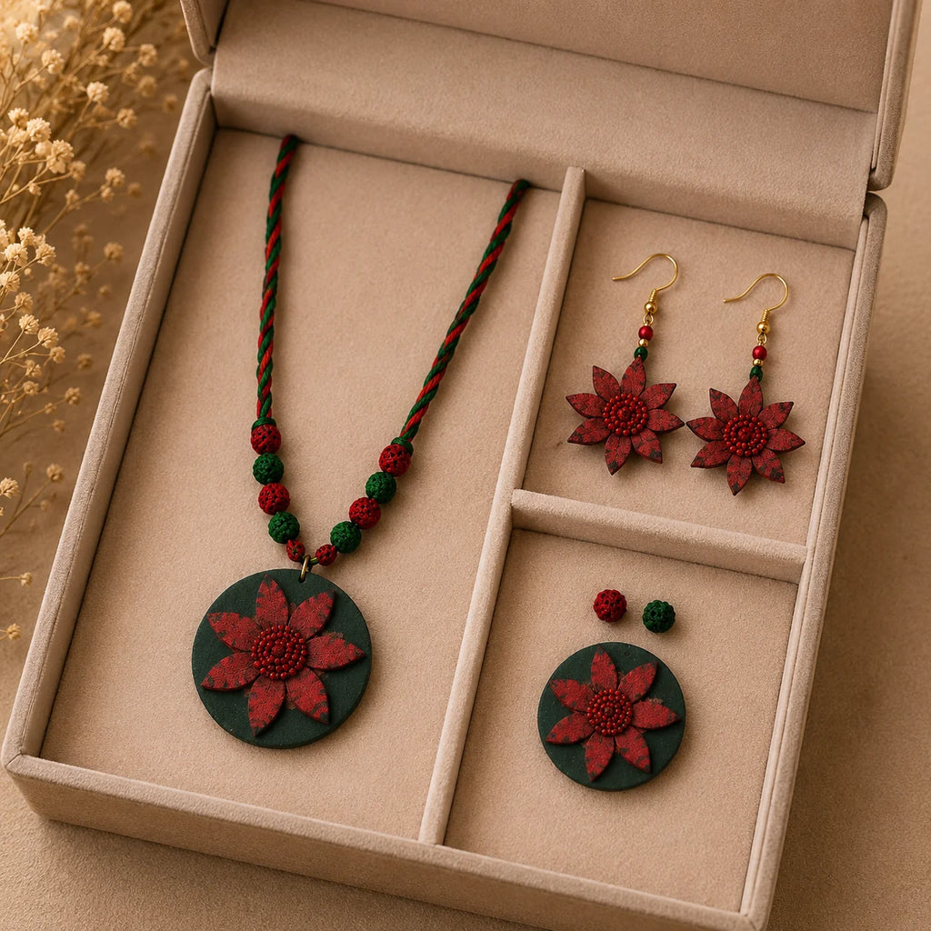 Wooden Handmade Jewelry Set – Banglar Phool