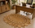 Handmade Jute Floor Rug – Natural Bloom