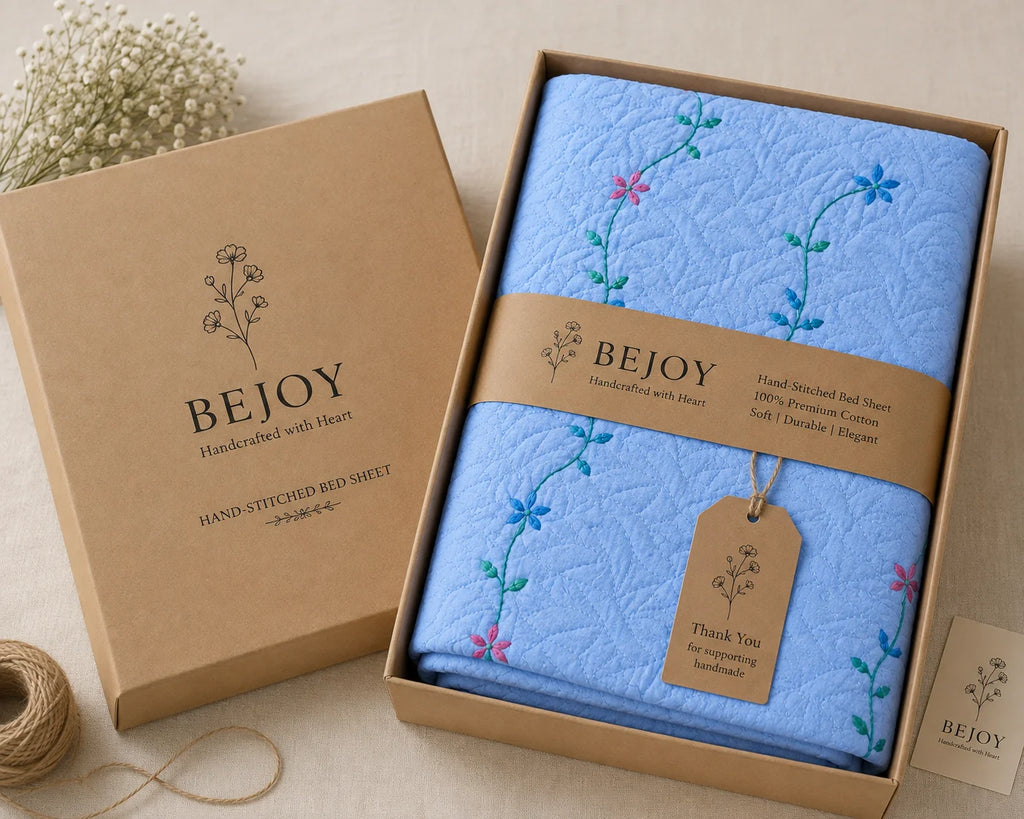 Hand Stitch Bed Cover Set – Sky Blossom Dream