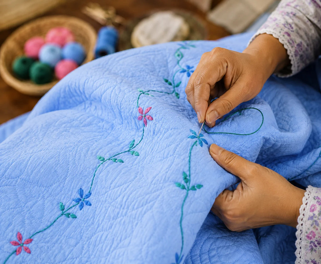 Hand Stitch Bed Cover Set – Sky Blossom Dream