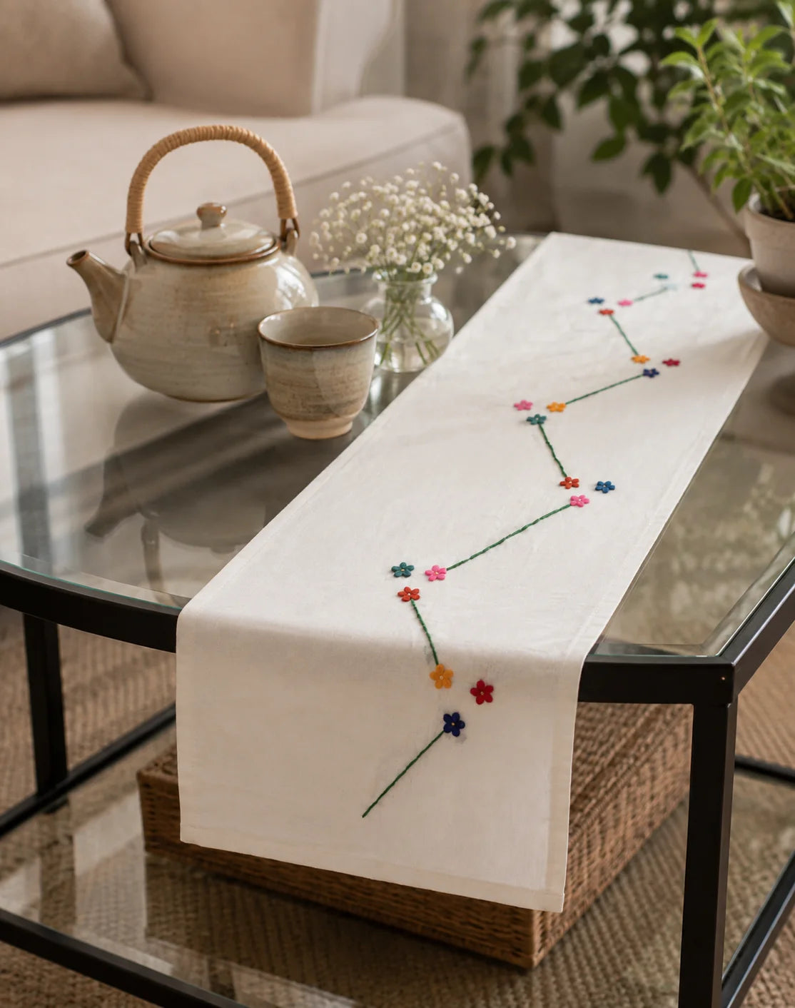 Hand Stitch Table Runner – Floral Path