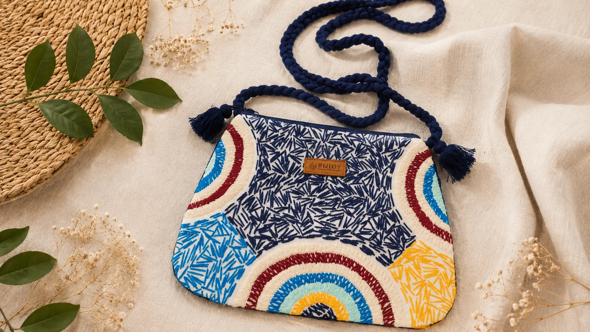 Hand Stitch Crossbody Bag- Threads of Joy