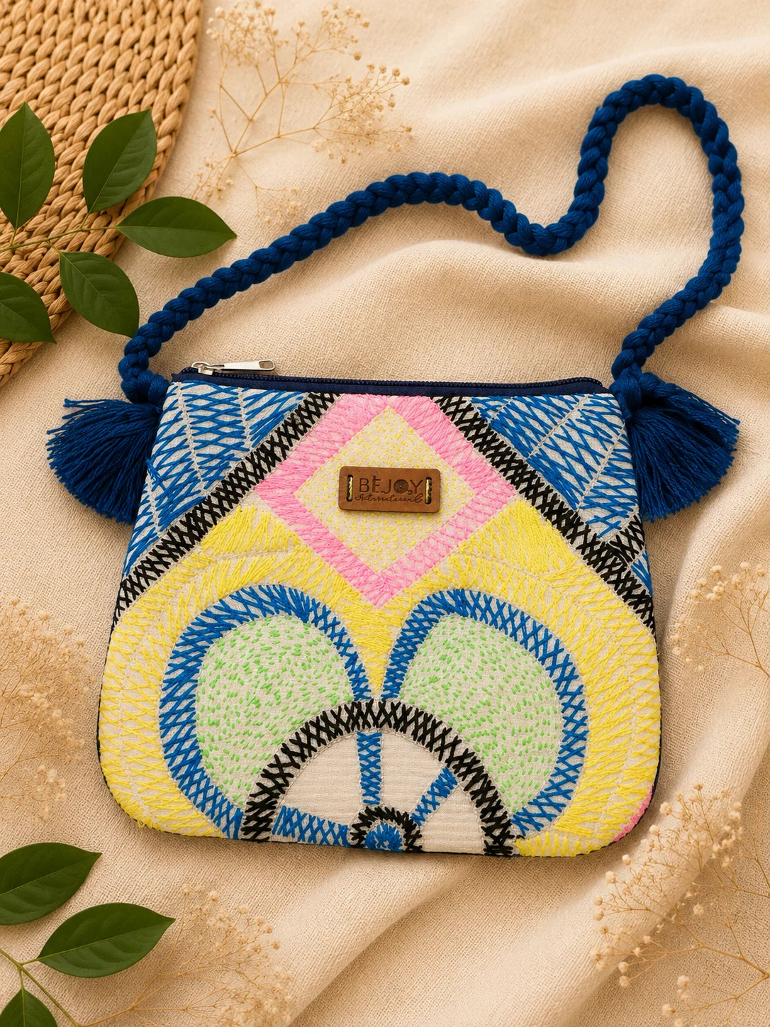 Hand Stitch Crossbody Bag- Threads of Joy