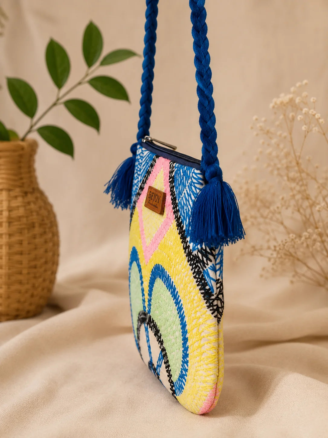Hand Stitch Crossbody Bag- Threads of Joy
