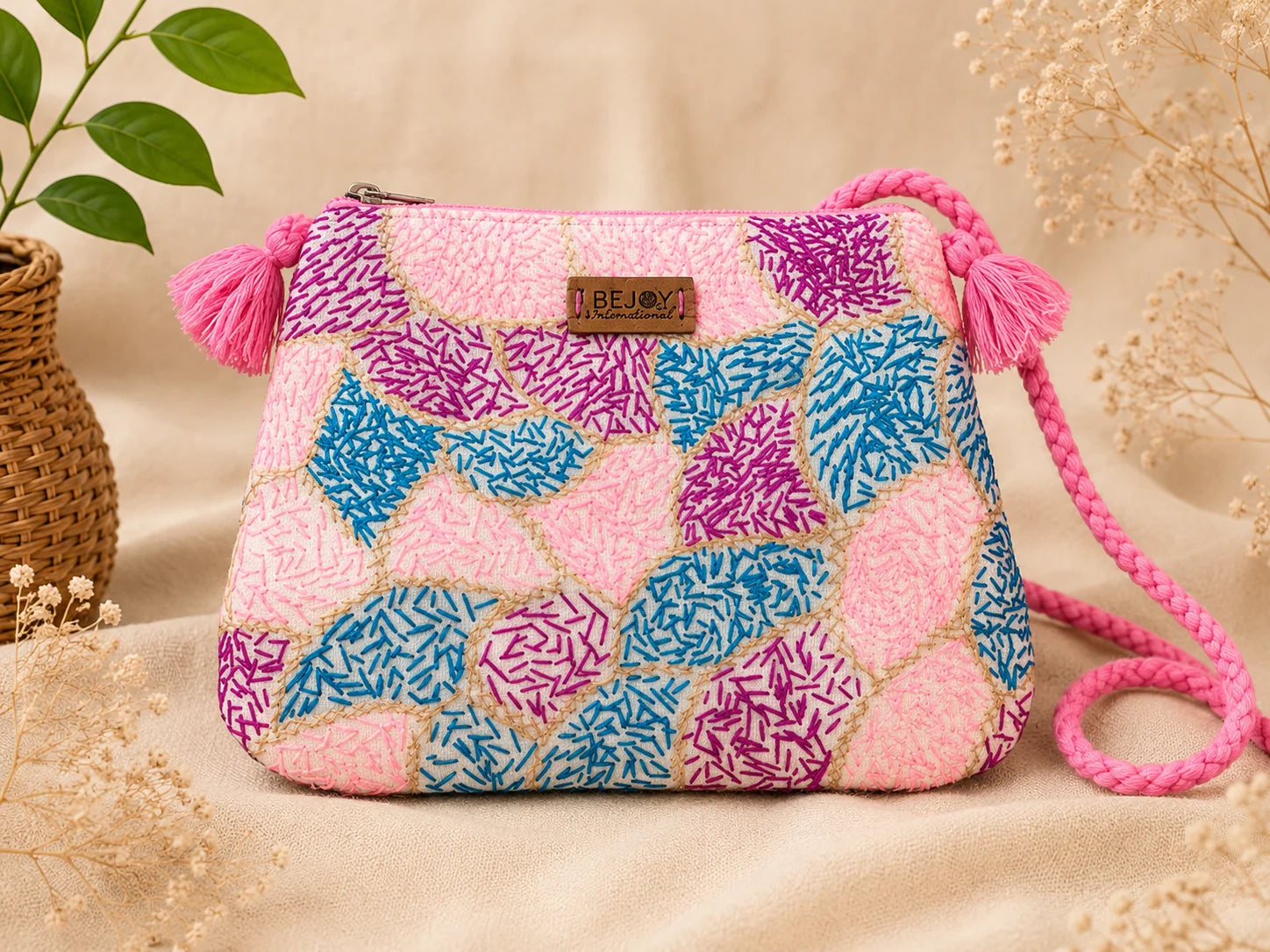 Hand Stitch Crossbody Bag- Threads of Joy