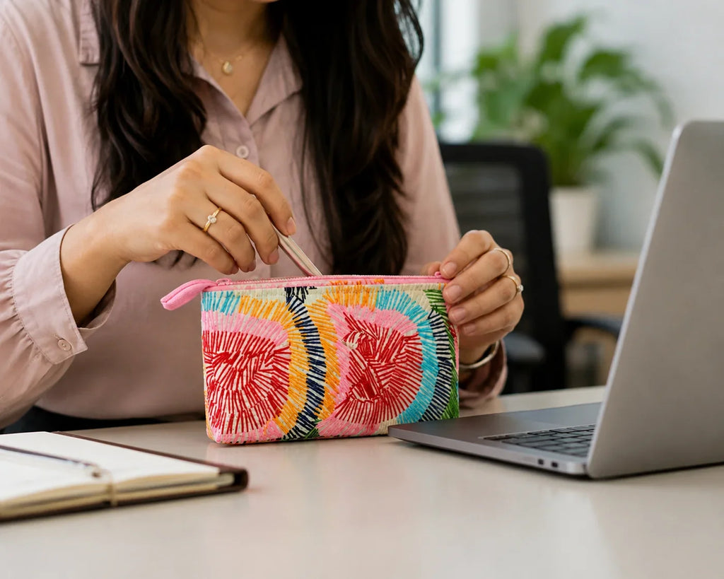 Hand Stitch Pouch – Waves of Happiness