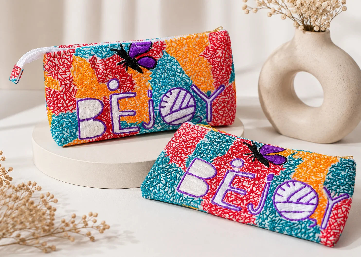 Hand Stitch Pouch – Joyful Colors
