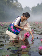 Printed Fabric Ladies Tote Bag – Lotus Garden