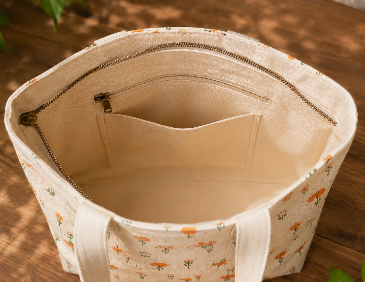 Printed Fabric Ladies Tote Bag – Soft Blossom