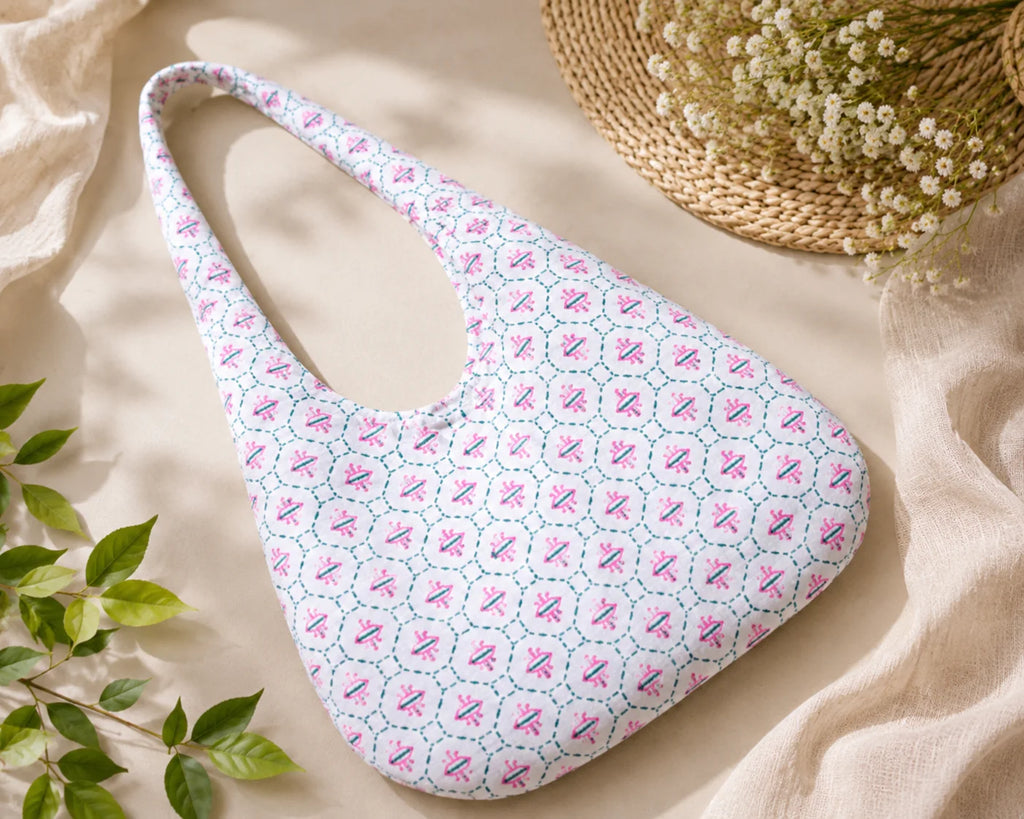 Printed Fabric Ladies Side Bag – Gentle Blossom