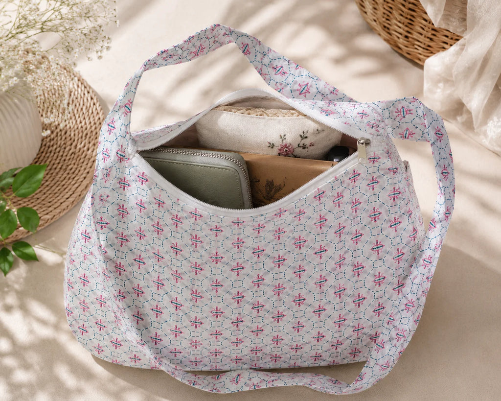 Printed Fabric Ladies Side Bag – Gentle Blossom