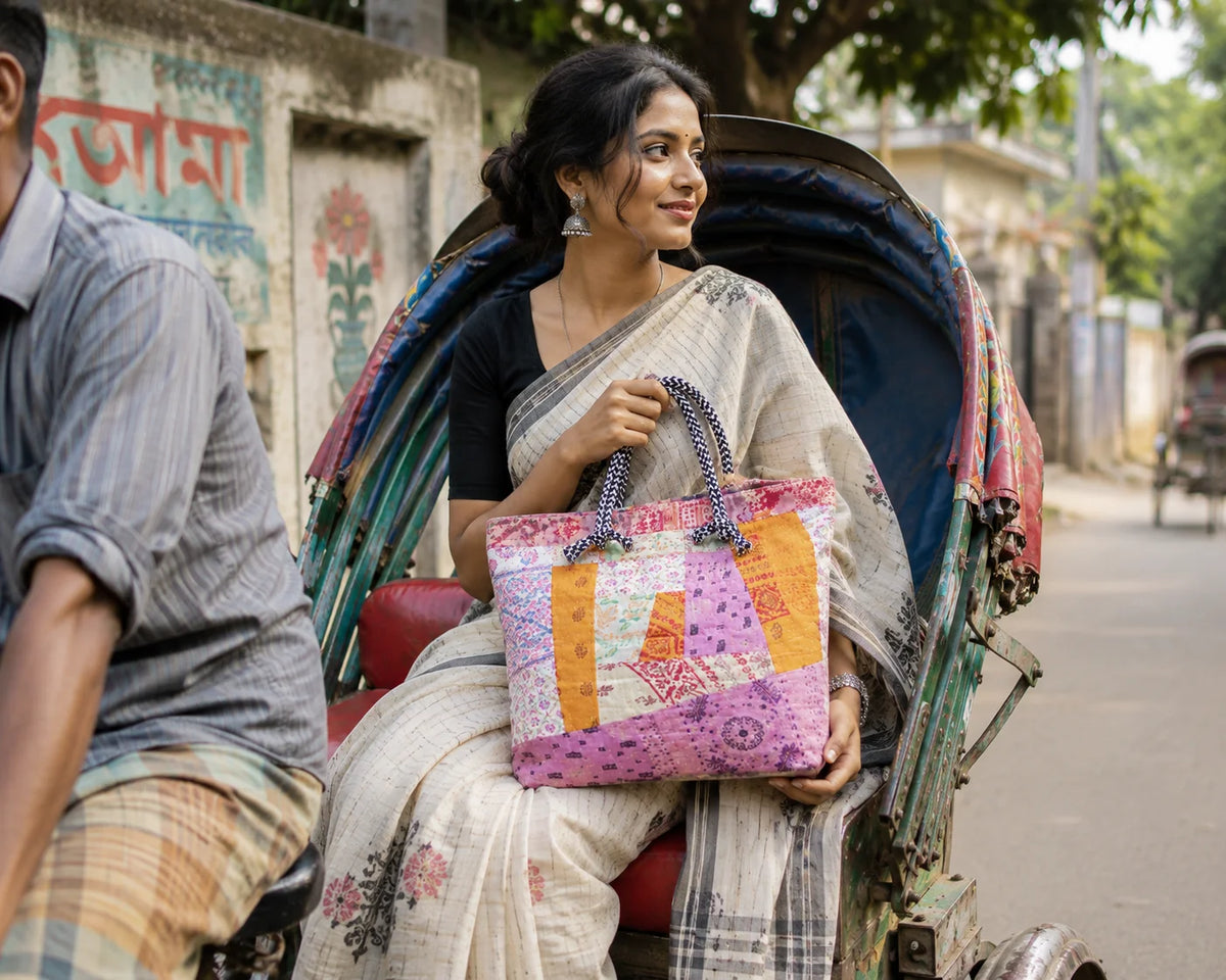 Recycle Fabric Ladies Tote Bag – Colorful Stories