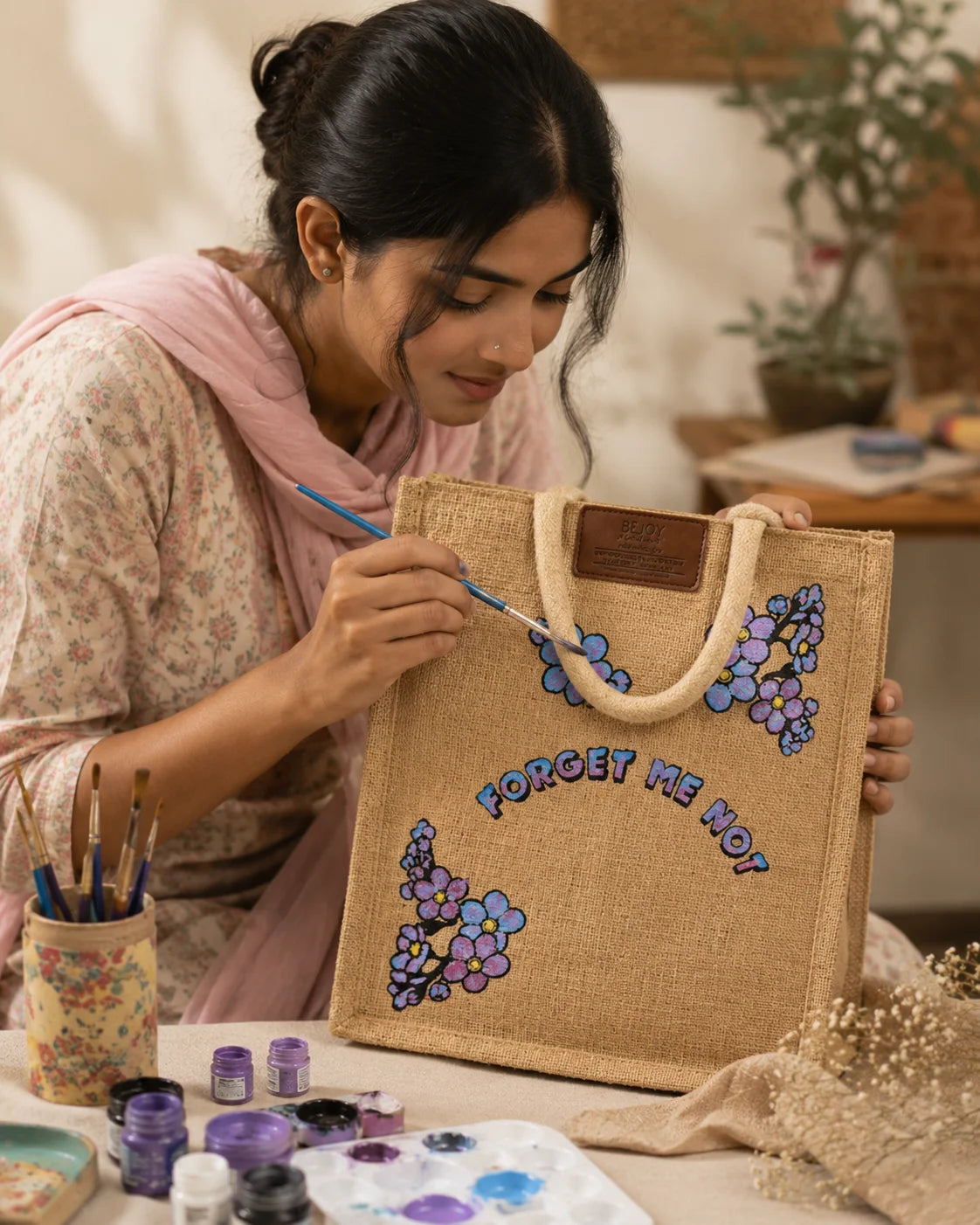 Jute Fabric Bag – Blooming Memories