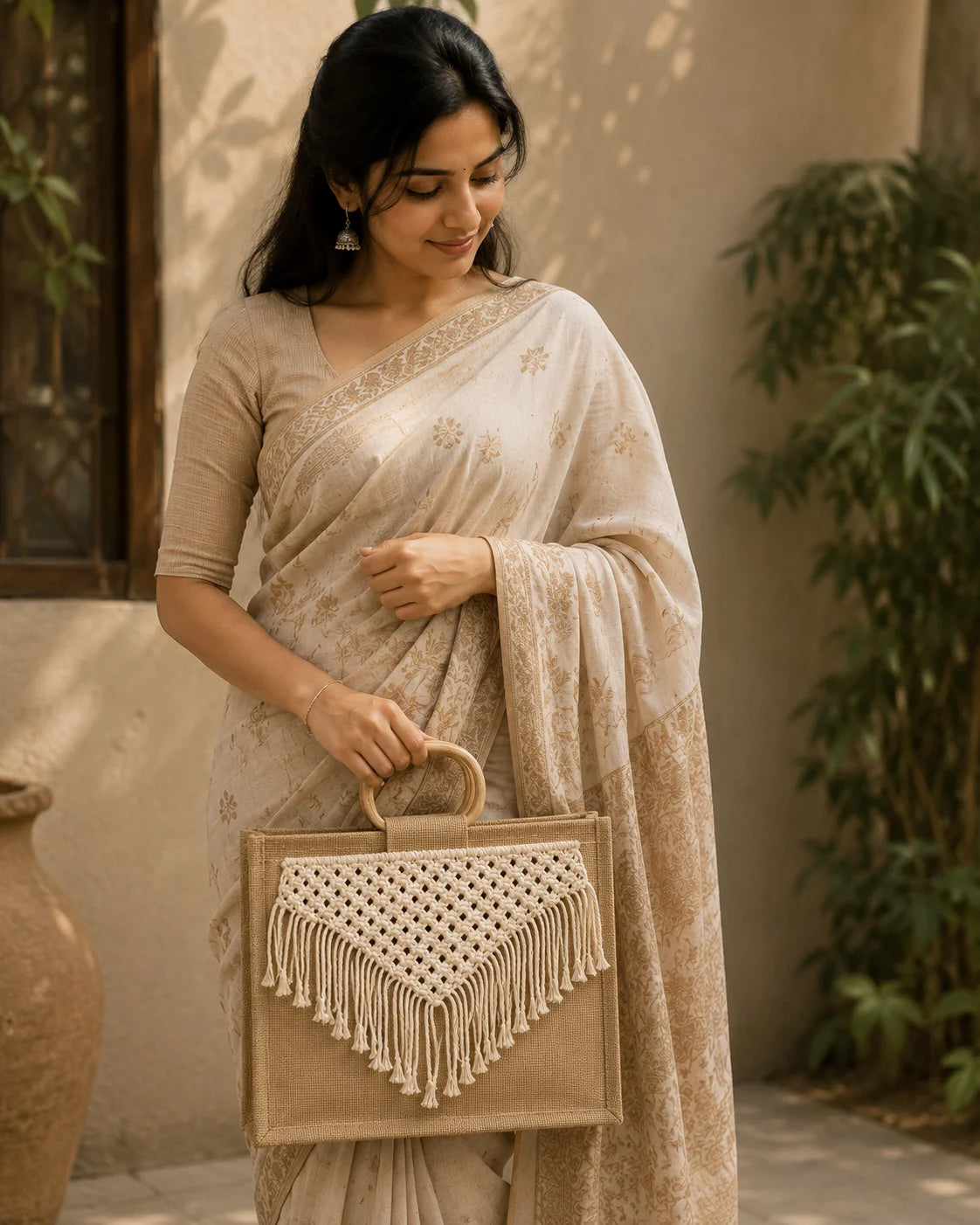 Macrame & Jute Fabric Hand Bag