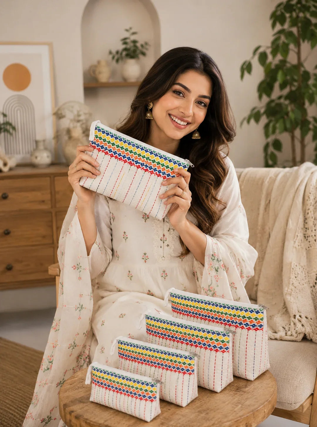 Hand Stitch Pouch Set – Colors of Life