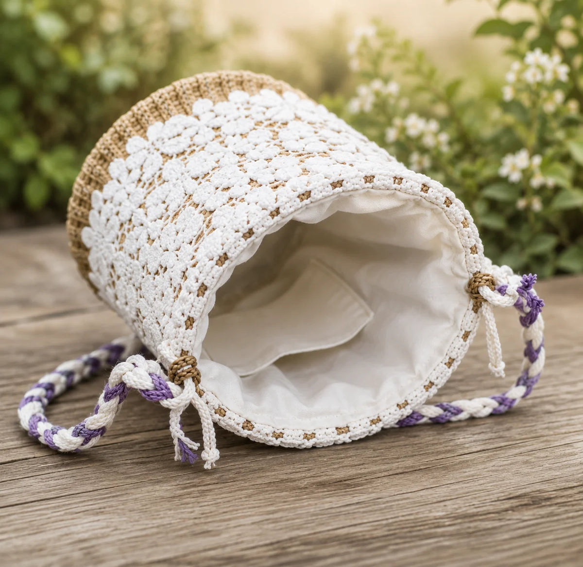 Handmade Crochet Bucket Bag – Floral Elegance