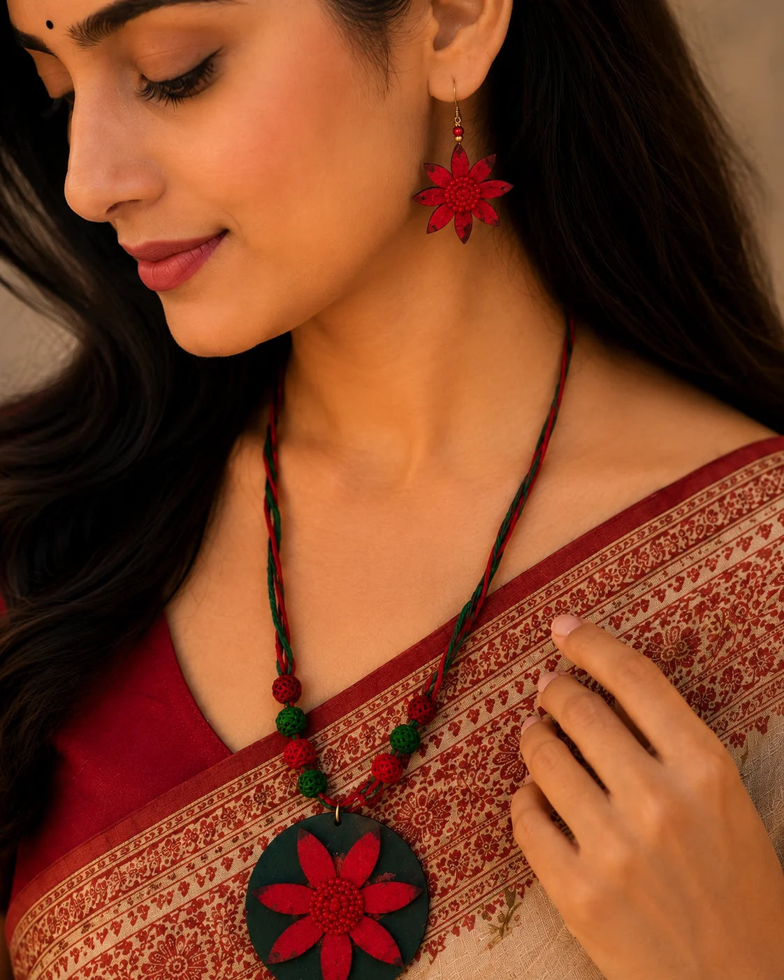 Wooden Handmade Jewelry Set – Banglar Phool