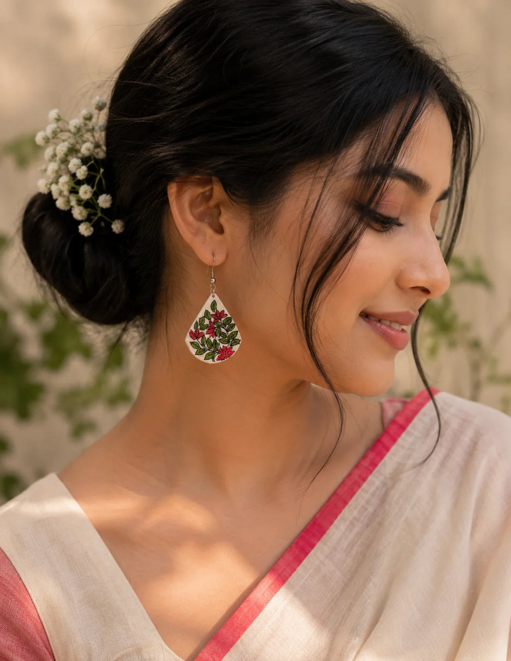 Hand Painted Earring – Floral Grace