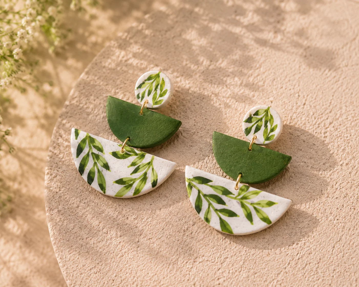 Hand Painted Earring – Green Harmony