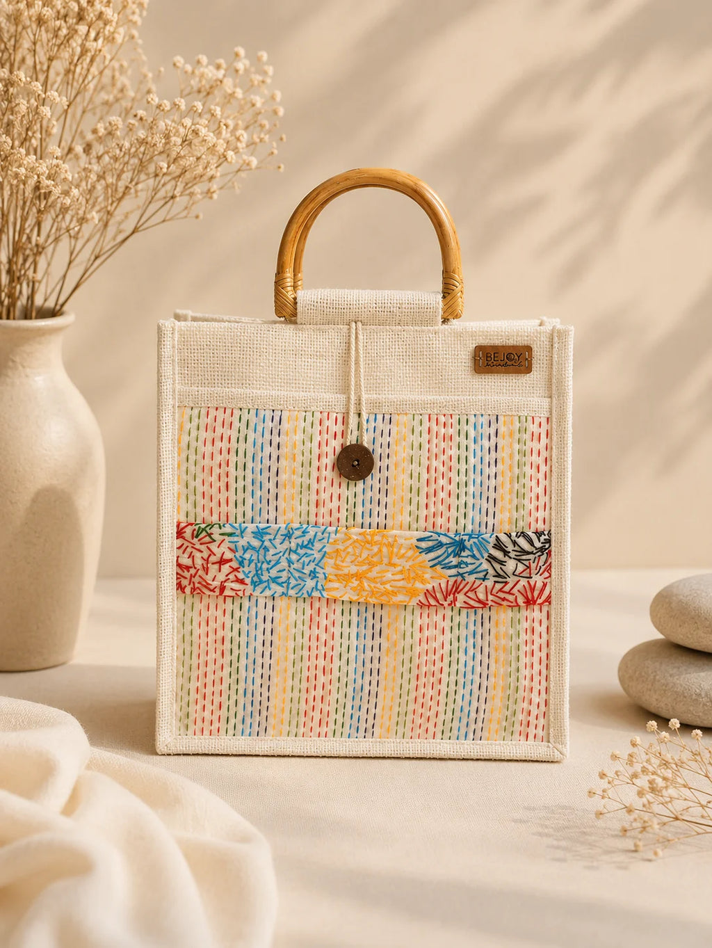 Hand Stitch Jute Ladies Hand Bag – Colors of Creation