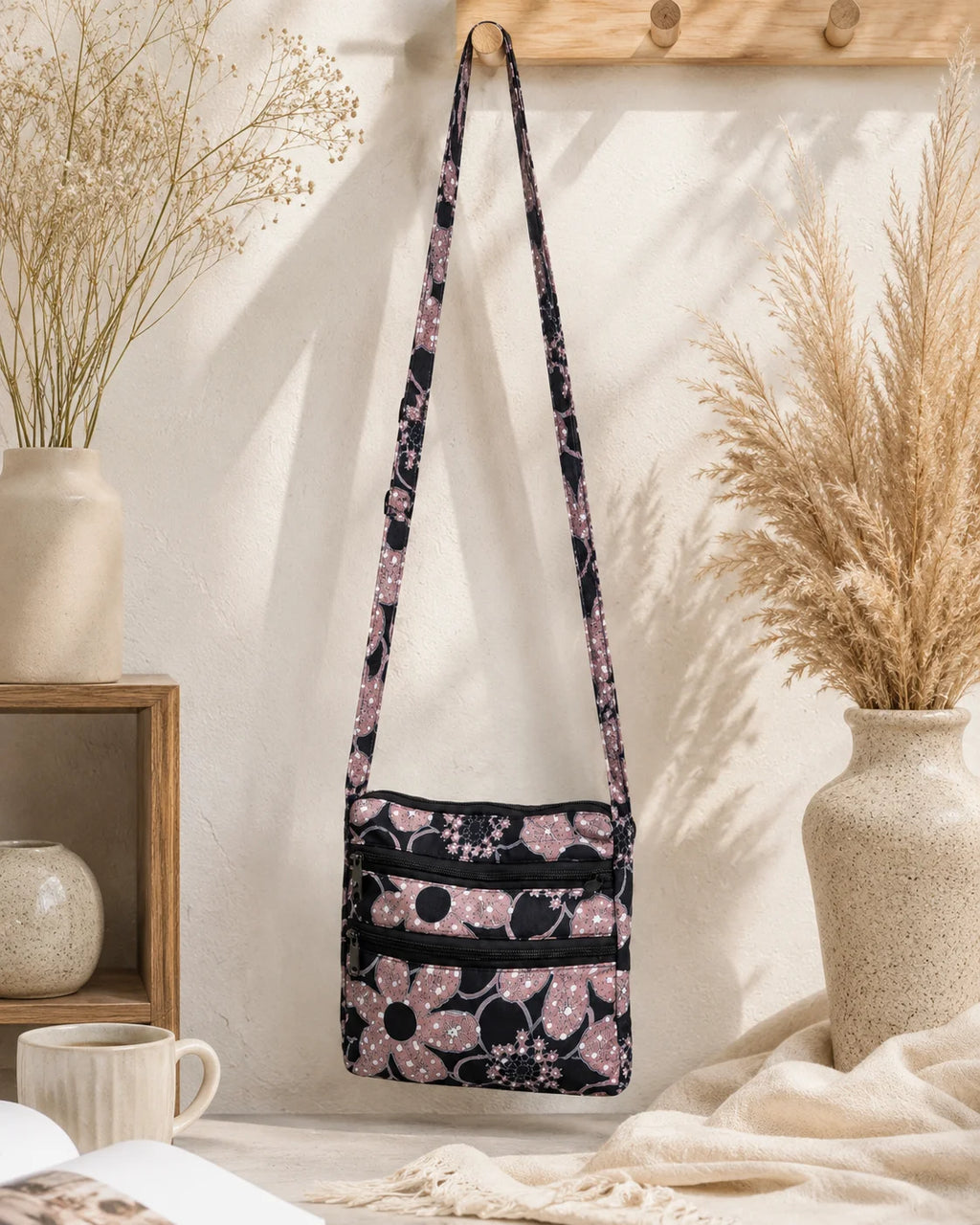 Printed Fabric Crossbody Bag – Blooming Journey