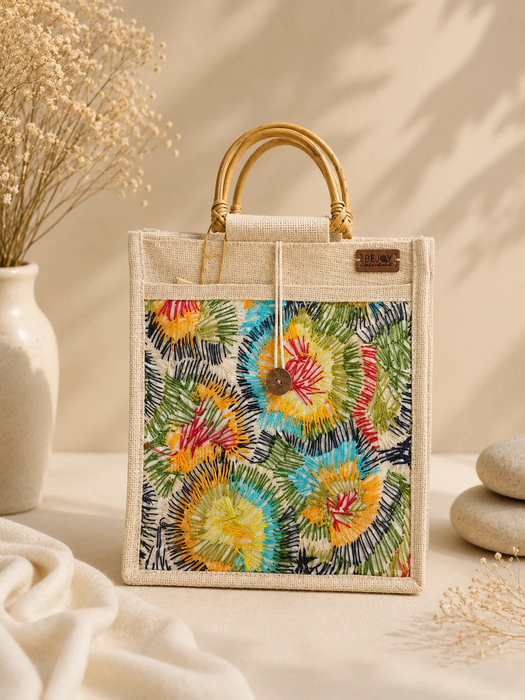 Hand Stitch Jute Ladies Hand Bag – Colors of Creation