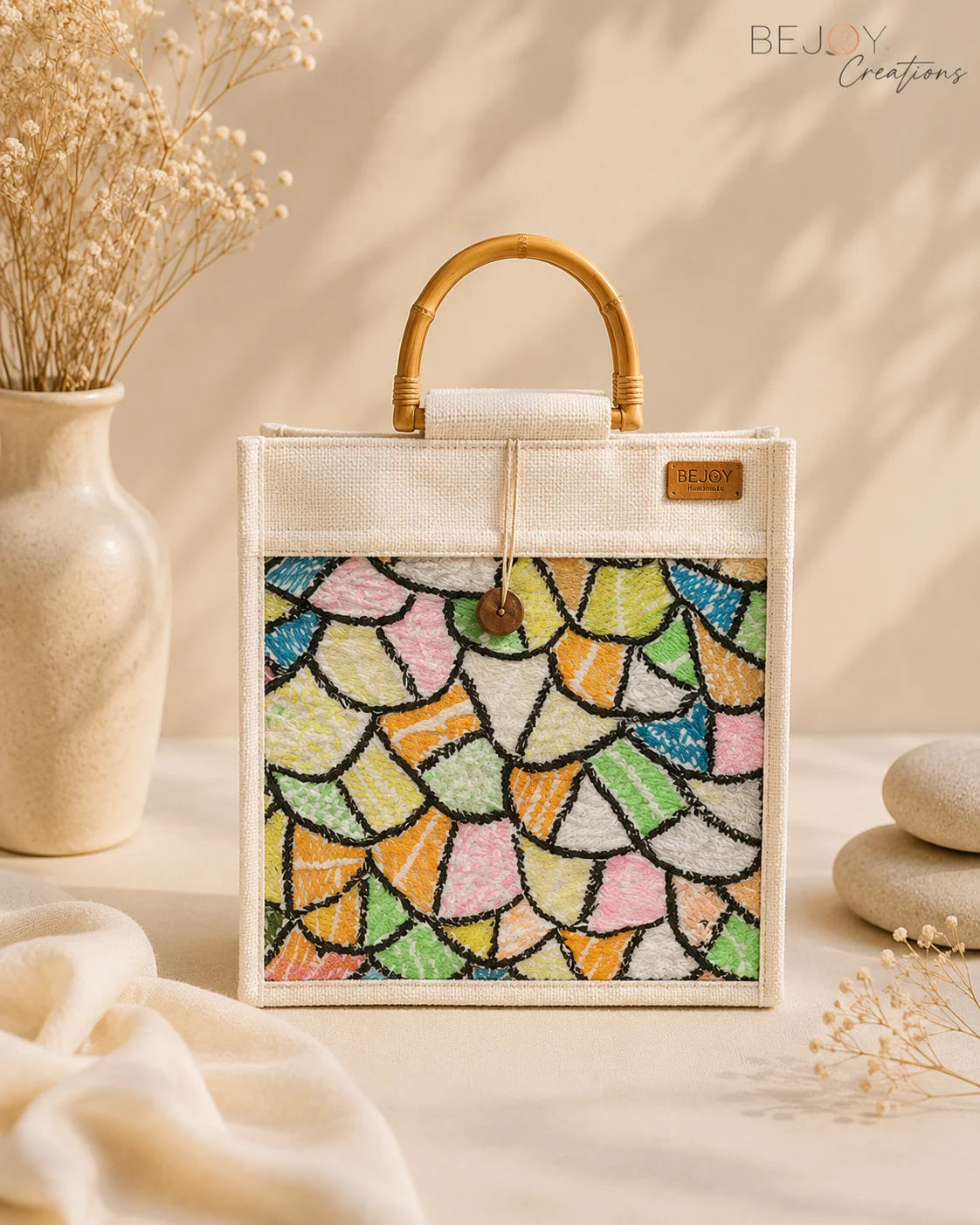 Hand Stitch Jute Ladies Hand Bag – Colors of Creation