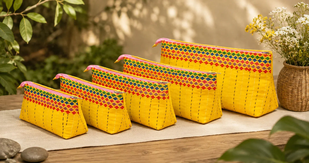 Hand Stitch Pouch Set – Golden Happiness