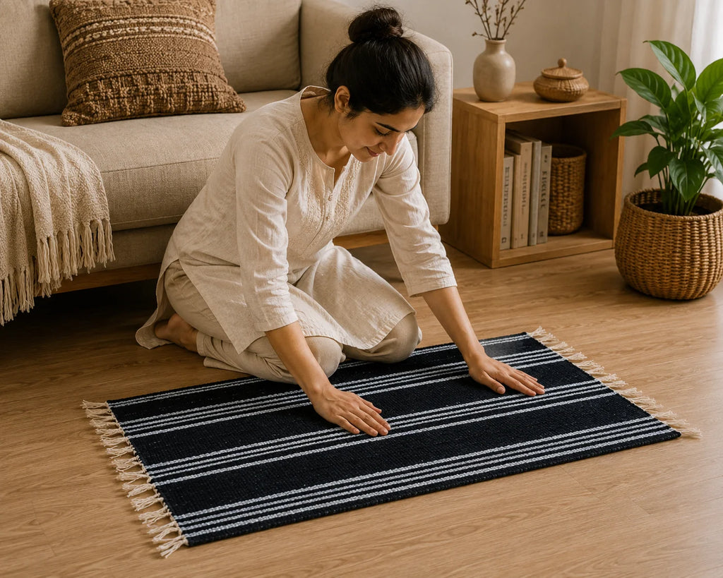 Handmade Cotton Floor Rug – Classic Stripes