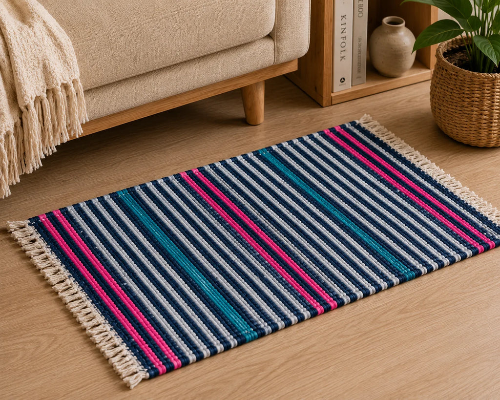 Handmade Cotton Floor Rug – Classic Stripes