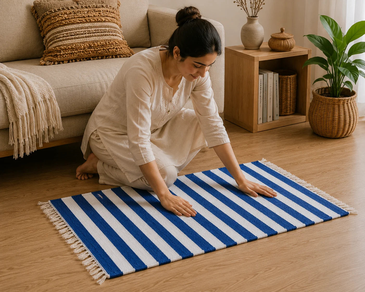 Handmade Cotton Floor Rug – Classic Stripes