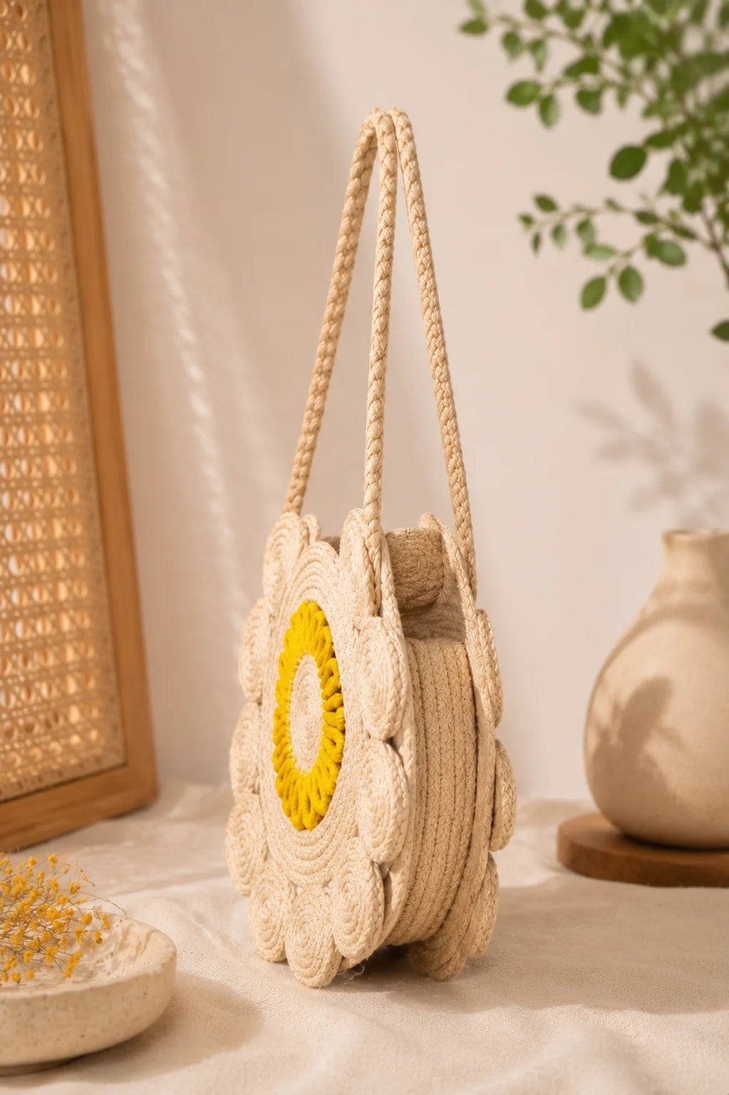 Jute Ladies Side Bag – Sunshine Bloom