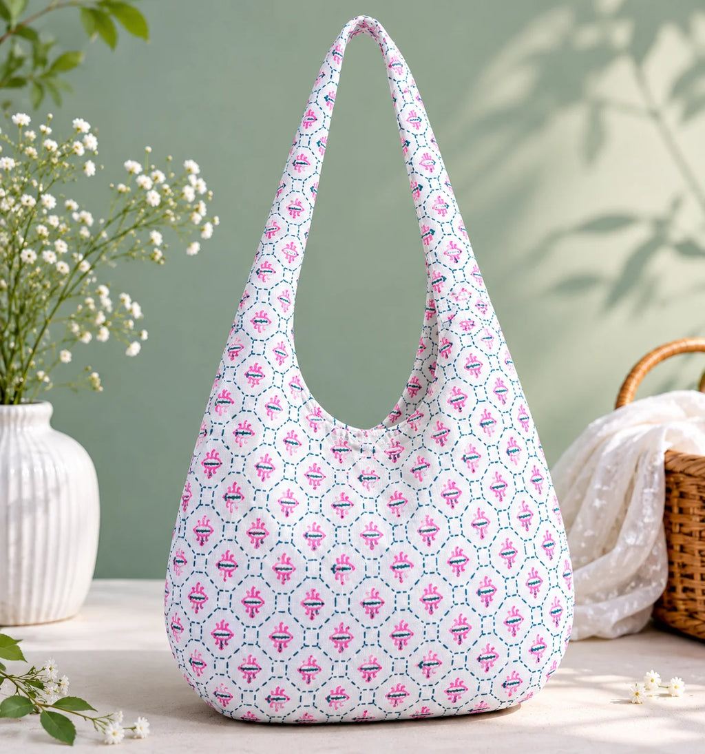 Printed Fabric Ladies Side Bag – Gentle Blossom
