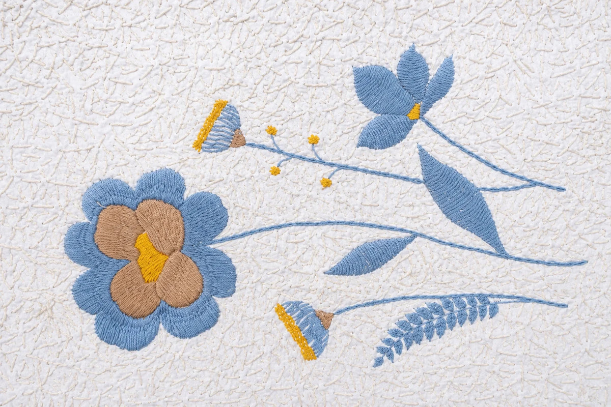 Hand Stitch Bed Cover Set – Blue Garden Bloom