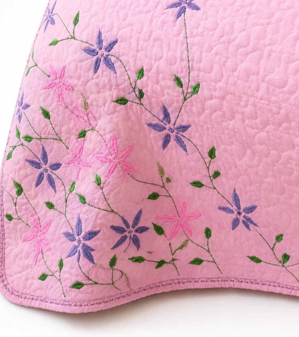 Hand Stitch Bed Cover Set – Pink Blossom Garden