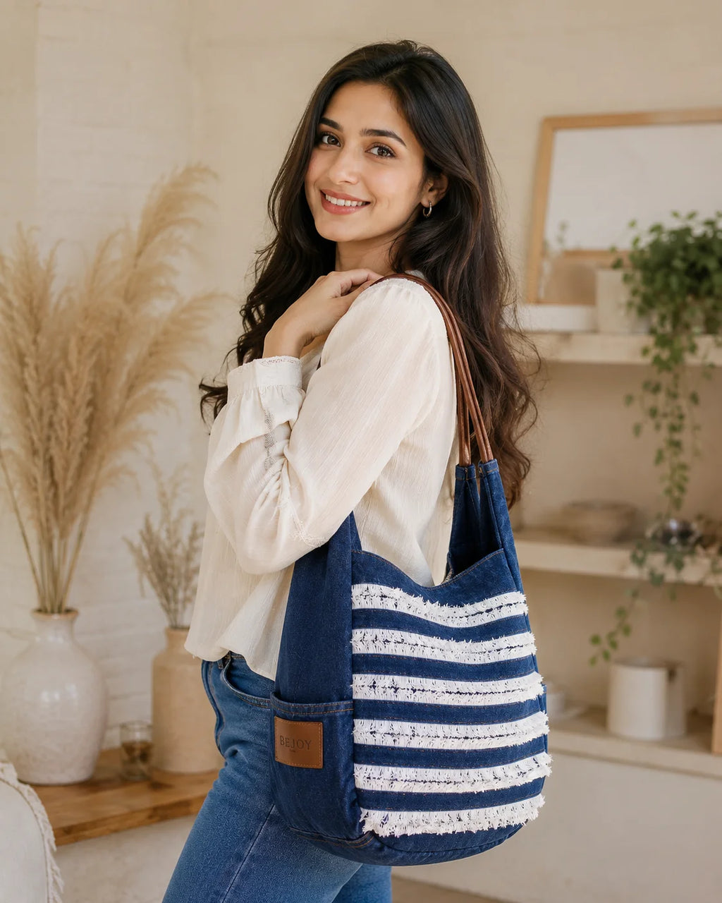 Denim Ladies Side Bag – Ocean Waves