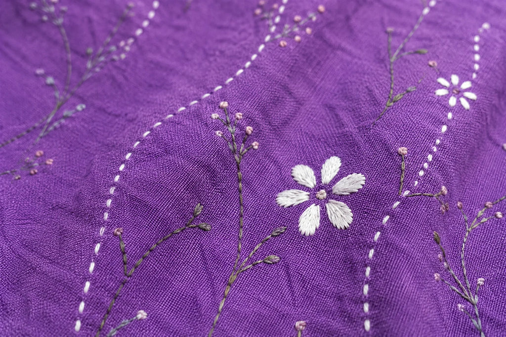 Hand Stitch Bed Cover Set – Purple Blossom