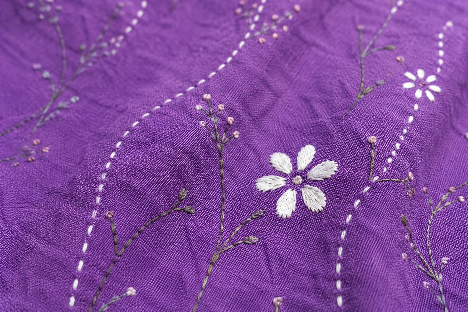 Hand Stitch Bed Cover Set – Purple Blossom