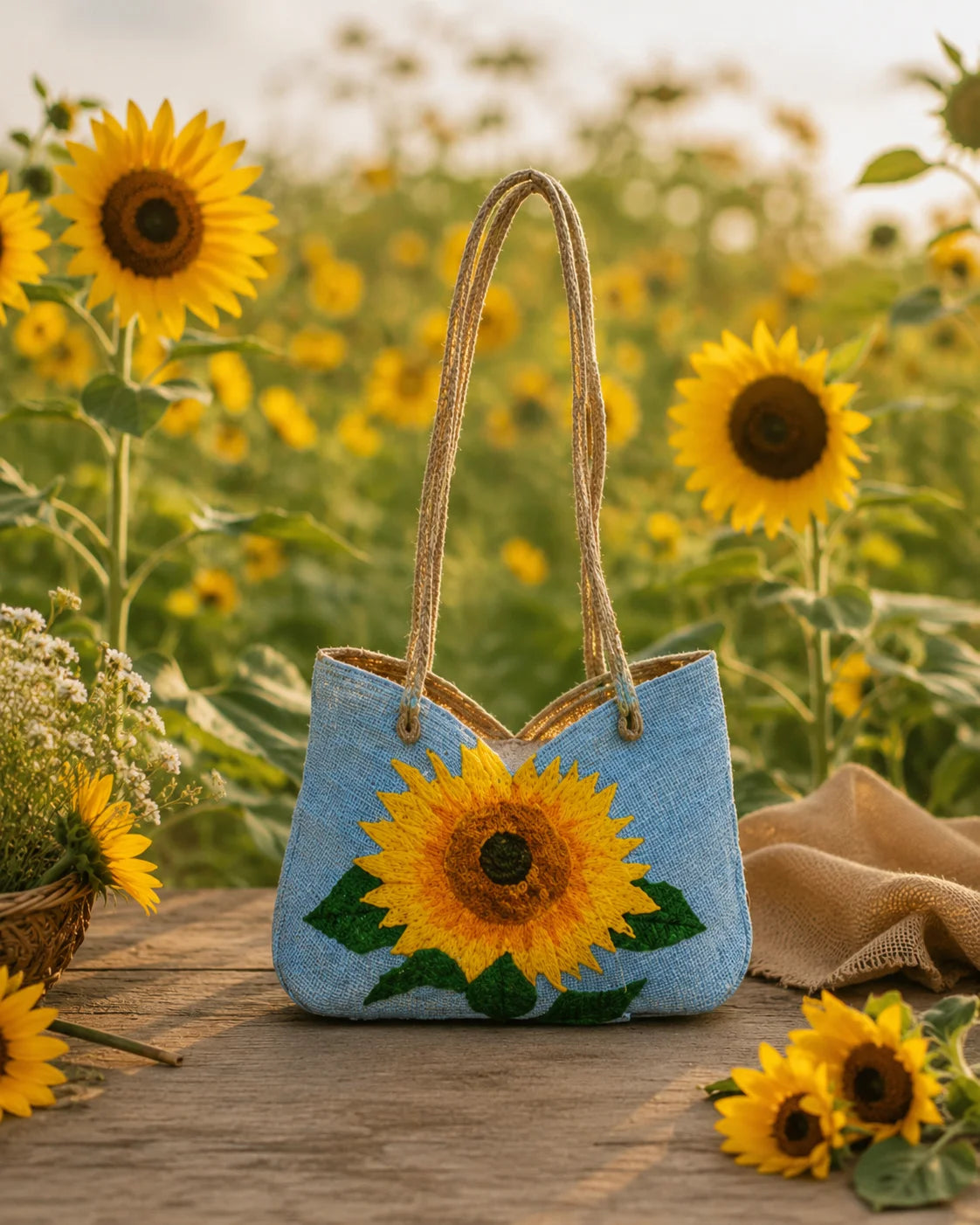 Jute Ladies Side Bag – Sunflower Hope