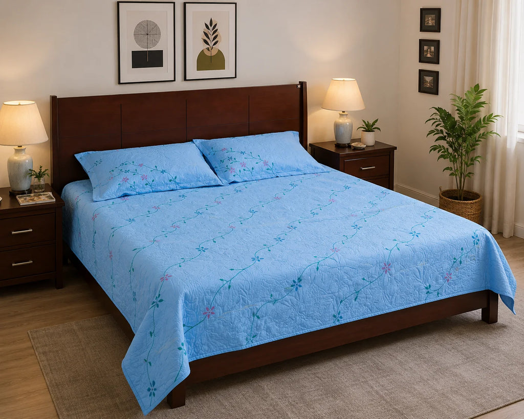 Hand Stitch Bed Cover Set – Sky Blossom Dream
