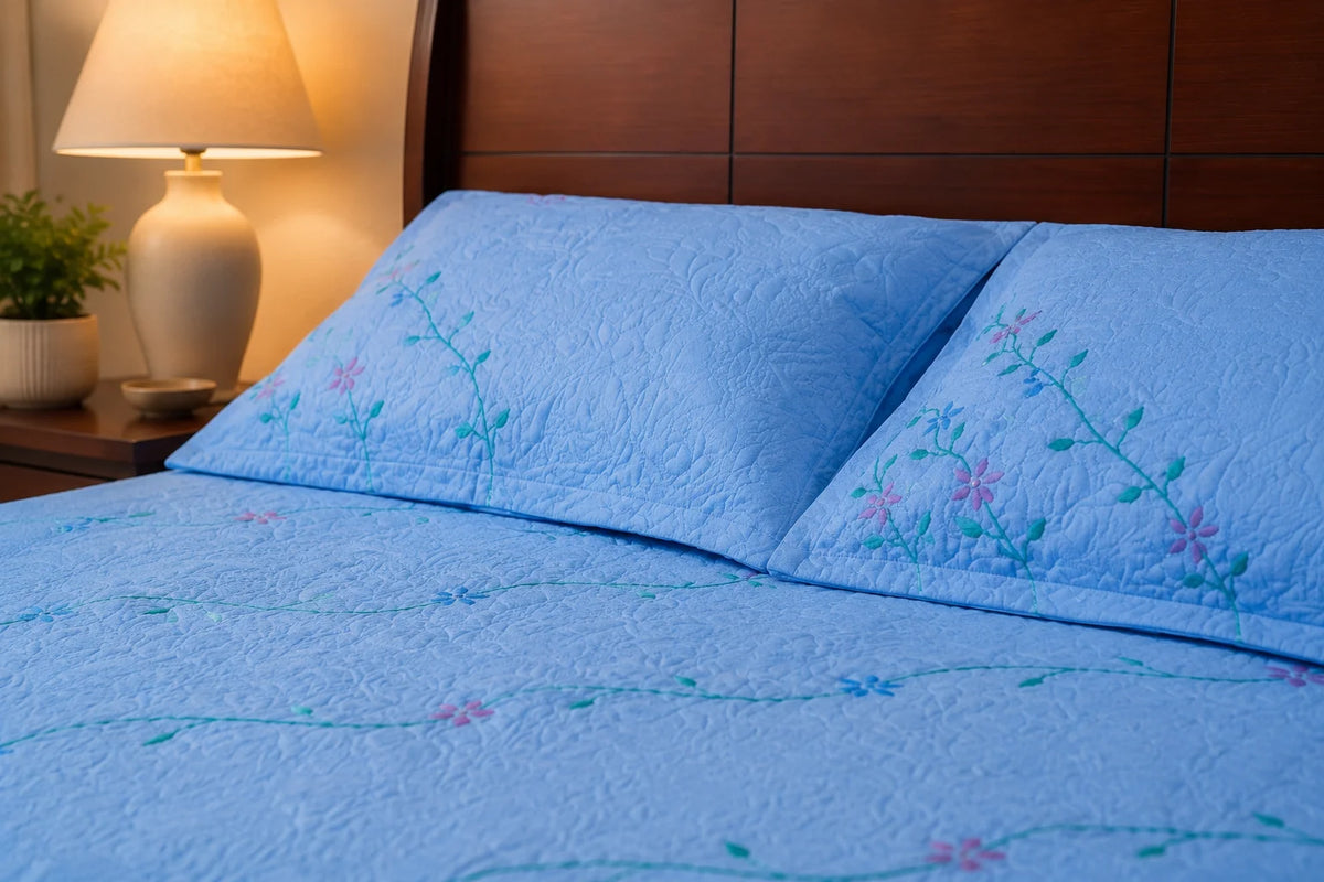 Hand Stitch Bed Cover Set – Sky Blossom Dream