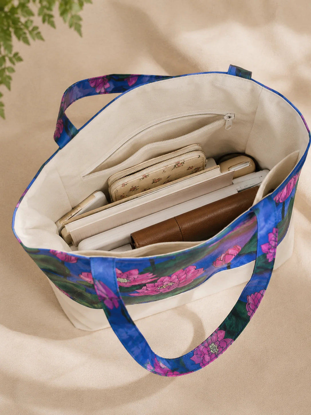 Printed Fabric Ladies Tote Bag – Lotus Garden