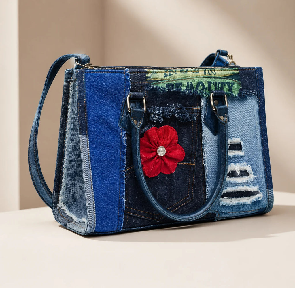 Denim Ladies Hand Bag – Bloom with Confidence
