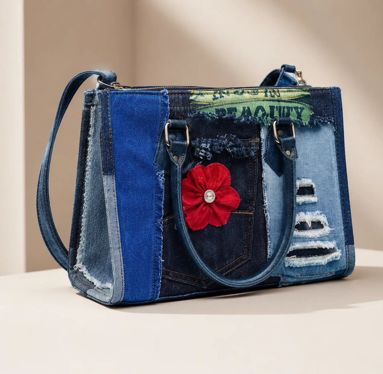 Denim Ladies Hand Bag – Bloom with Confidence