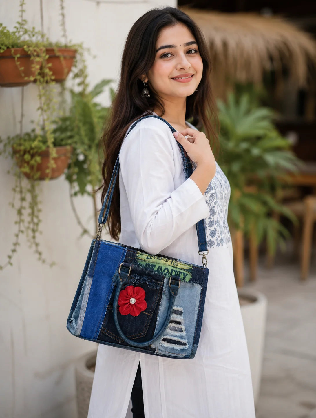 Denim Ladies Hand Bag – Bloom with Confidence