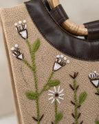 Jute Leather Mix Hand Stitch Ladies Bag – Garden of Peace